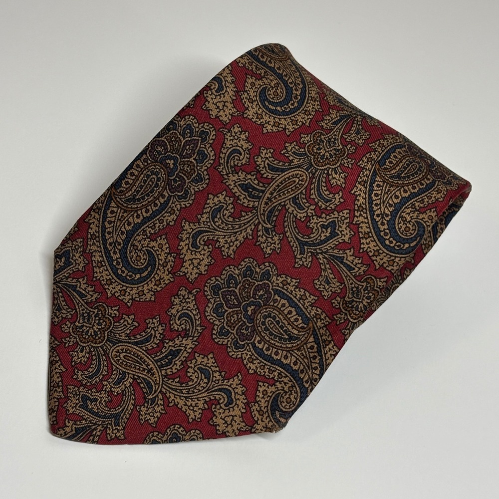 Brown & Church Tie Mens OS Red Paisley Silk Classic Formal Wide Necktie